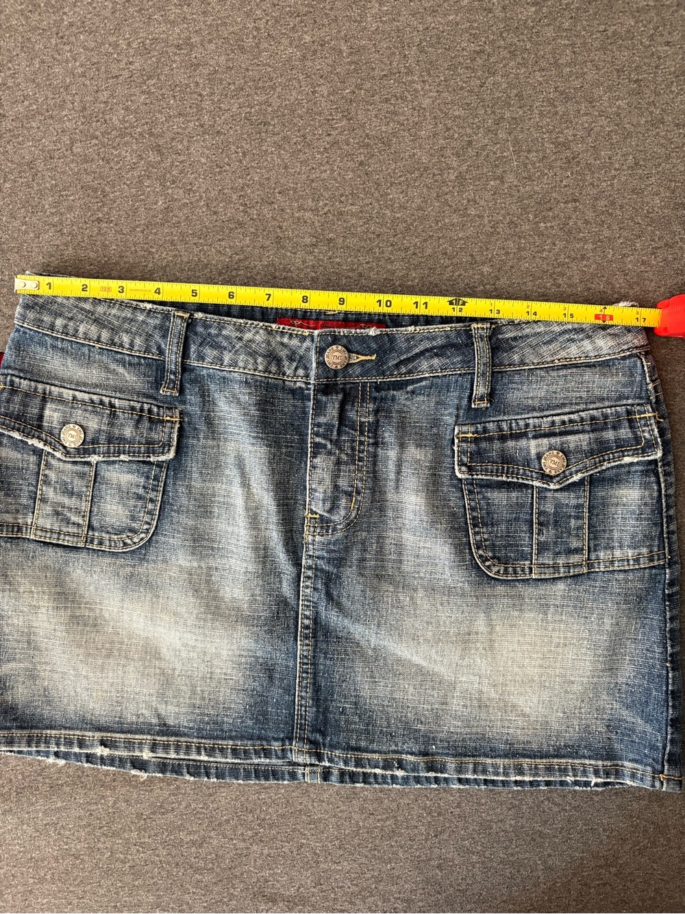 YMI Blue Denim Mini Skirt. Zipper Flaw- See Details Below. - Picture 11 of 14